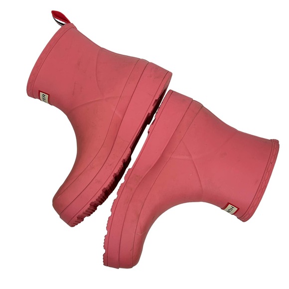 Hunter Barbie Pink Platform Chunky Pull On Rain Boots 10 - Picture 3 of 6